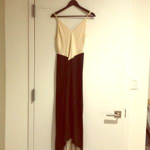 Formal flattering black and white dress